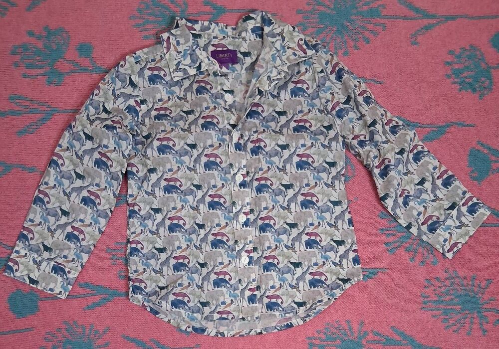 Liberty of London kids girls size 6 shirt giraffe safari animals elephant top